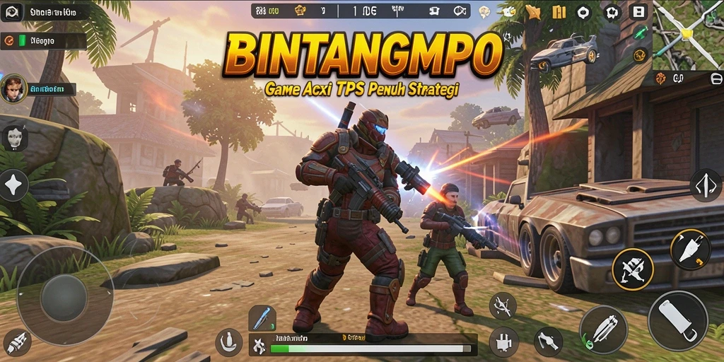 Screenshot BINTANGMPO menampilkan pertempuran intens TPS yang seru.