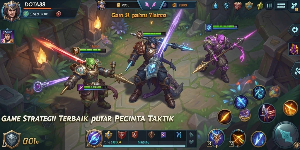 Tangkapan layar gameplay DOTA88 menampilkan aksi strategi di medan perang.