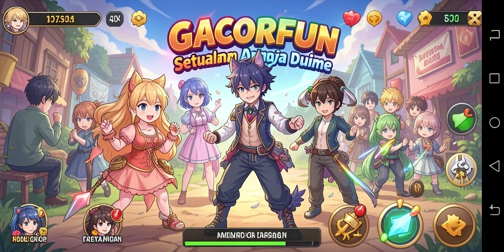 Tampilan gameplay GACORFUN yang memukau dengan karakter Anime menarik.
