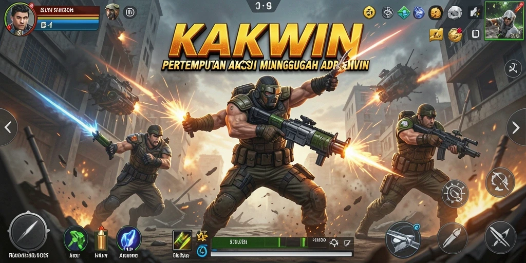 Gameplay KAKWIN yang intens dalam aksi pertempuran.