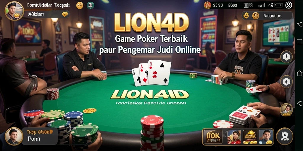 Screenshot gameplay LION4D menampilkan suasana seru bermain Poker.
