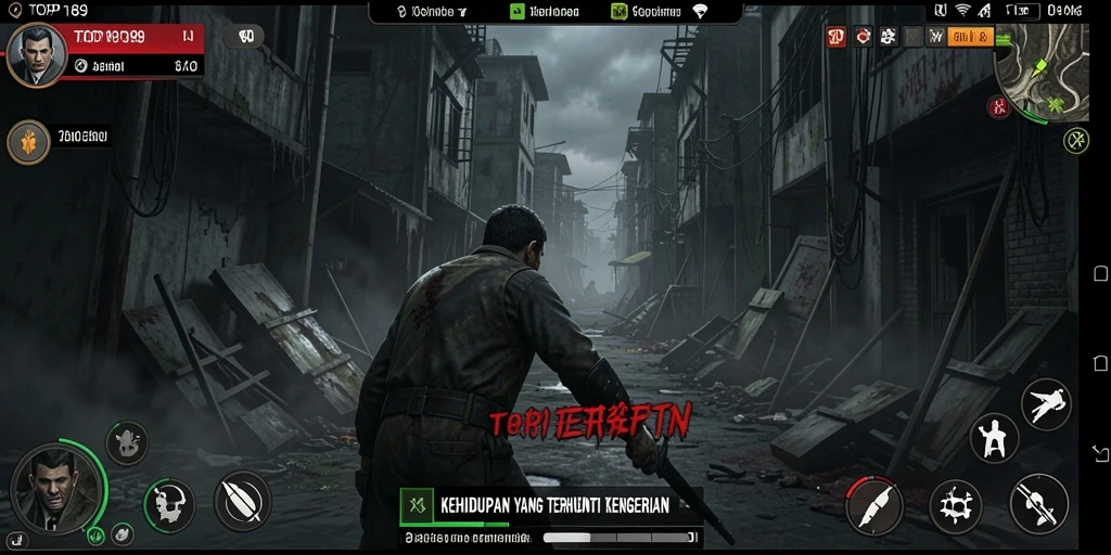 Gameplay mendebarkan di lingkungan gelap dan menakutkan.